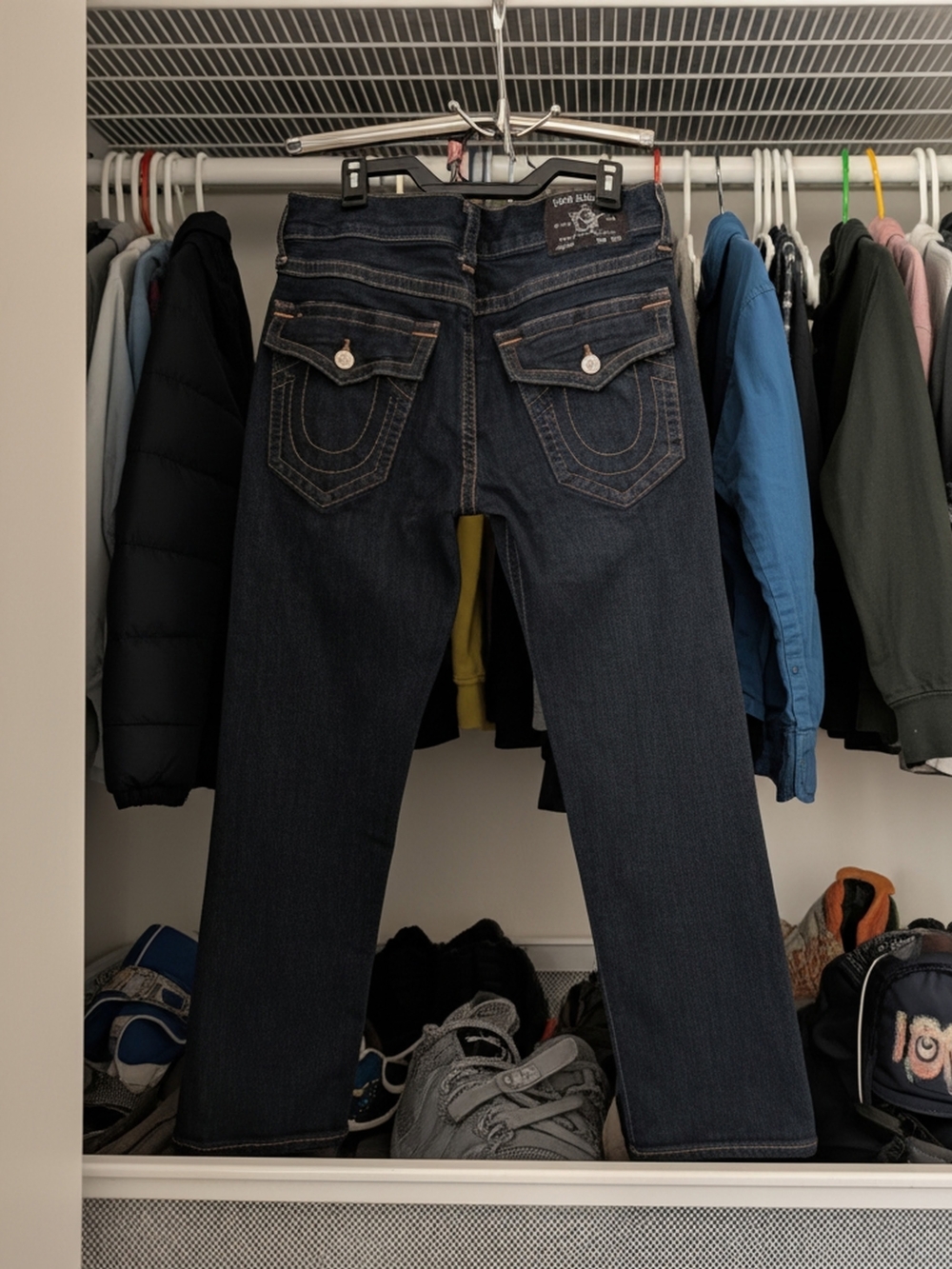 True Religion "RICKY FLAP" Dark Blue Straight Leg Jeans Size 33